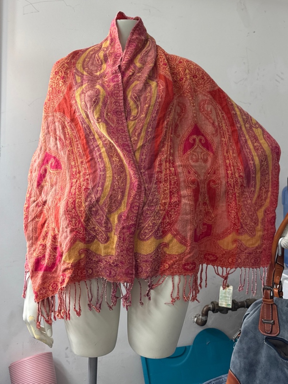 2 Piece Vibrant scarf set orange and purple scarf fringe scarf green scarf